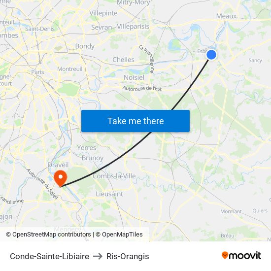 Conde-Sainte-Libiaire to Ris-Orangis map