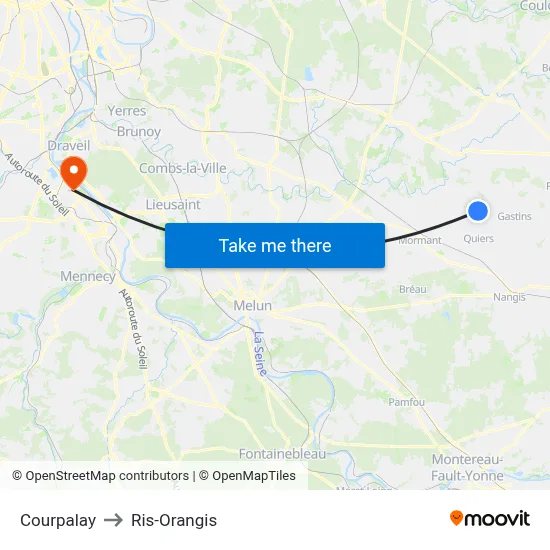 Courpalay to Ris-Orangis map