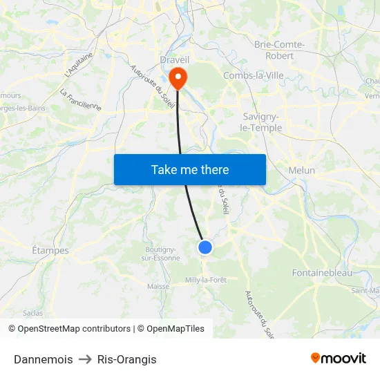 Dannemois to Ris-Orangis map