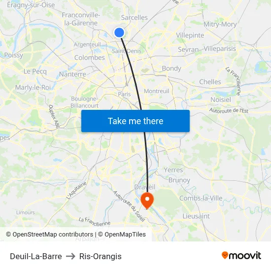 Deuil-La-Barre to Ris-Orangis map