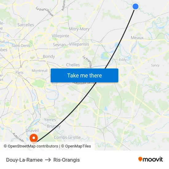 Douy-La-Ramee to Ris-Orangis map