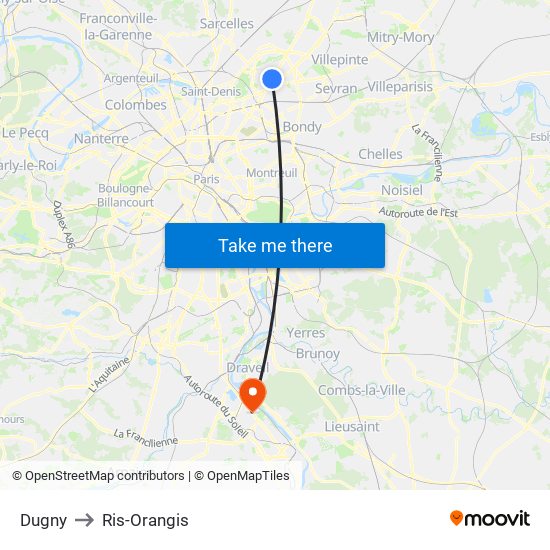 Dugny to Ris-Orangis map