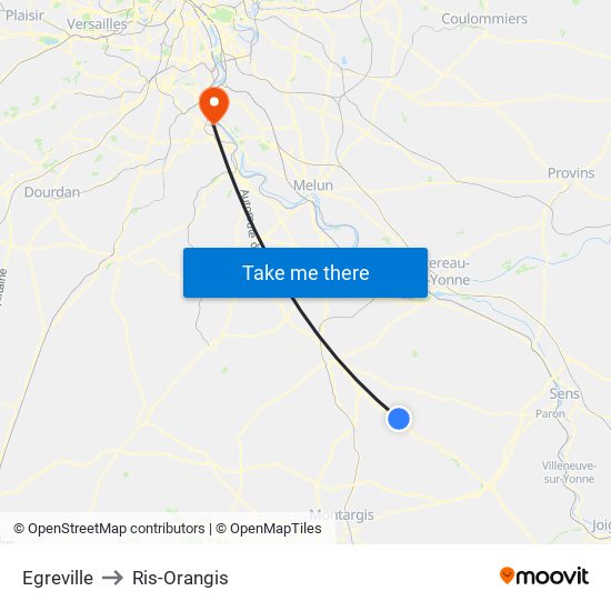Egreville to Ris-Orangis map