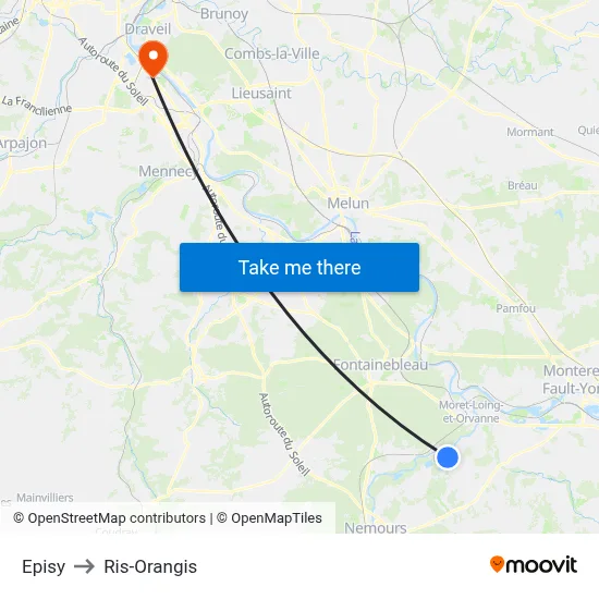 Episy to Ris-Orangis map