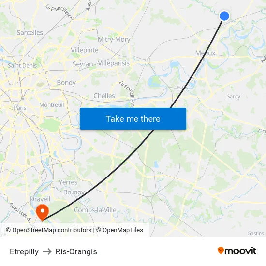 Etrepilly to Ris-Orangis map