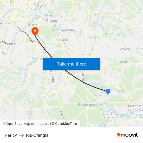 Fericy to Ris-Orangis map