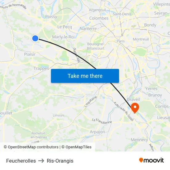 Feucherolles to Ris-Orangis map