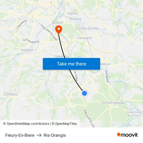 Fleury-En-Biere to Ris-Orangis map