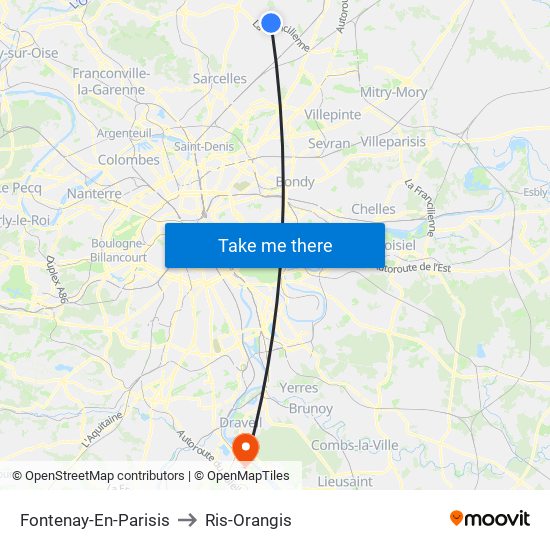 Fontenay-En-Parisis to Ris-Orangis map