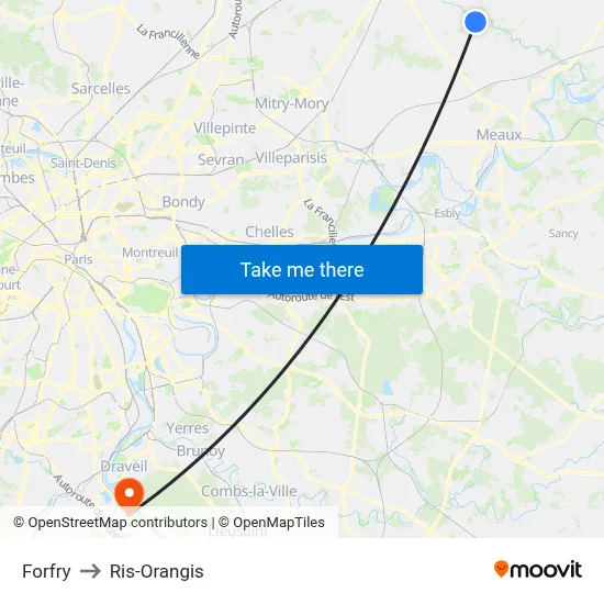 Forfry to Ris-Orangis map