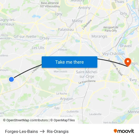 Forges-Les-Bains to Ris-Orangis map