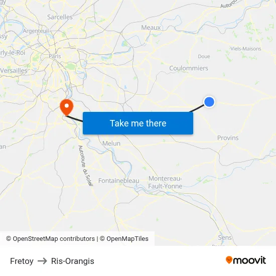 Fretoy to Ris-Orangis map