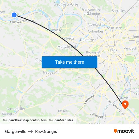 Gargenville to Ris-Orangis map