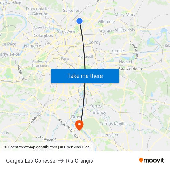 Garges-Les-Gonesse to Ris-Orangis map