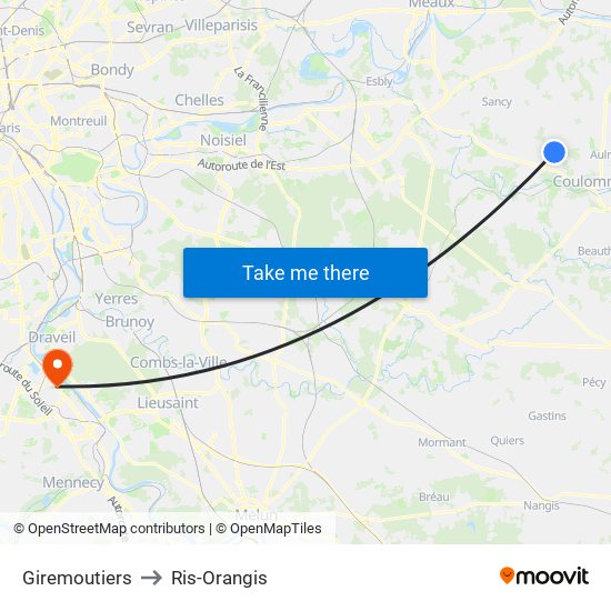 Giremoutiers to Ris-Orangis map