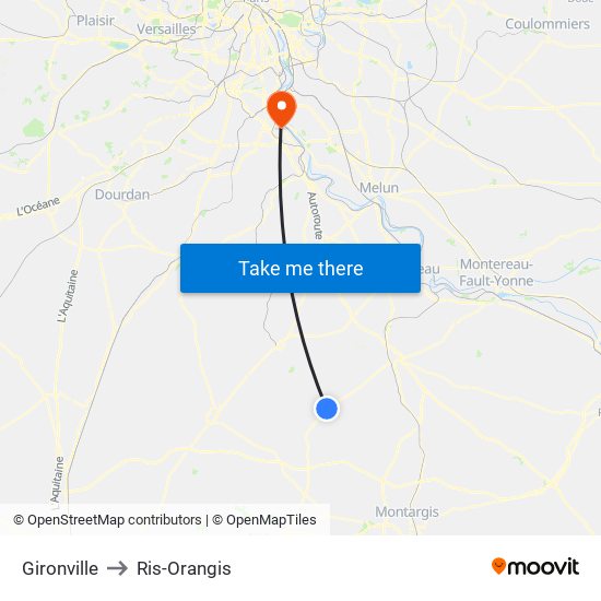 Gironville to Ris-Orangis map