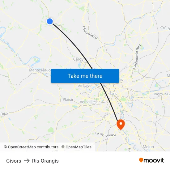 Gisors to Ris-Orangis map