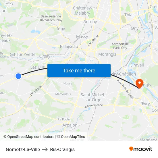 Gometz-La-Ville to Ris-Orangis map
