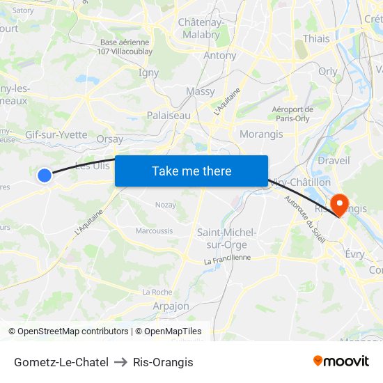 Gometz-Le-Chatel to Ris-Orangis map