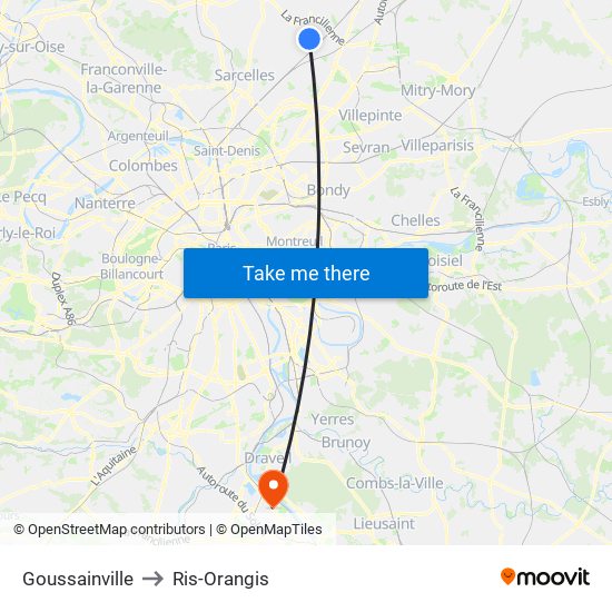 Goussainville to Ris-Orangis map