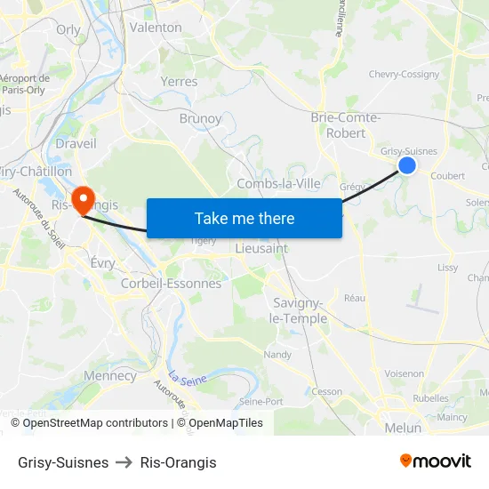 Grisy-Suisnes to Ris-Orangis map