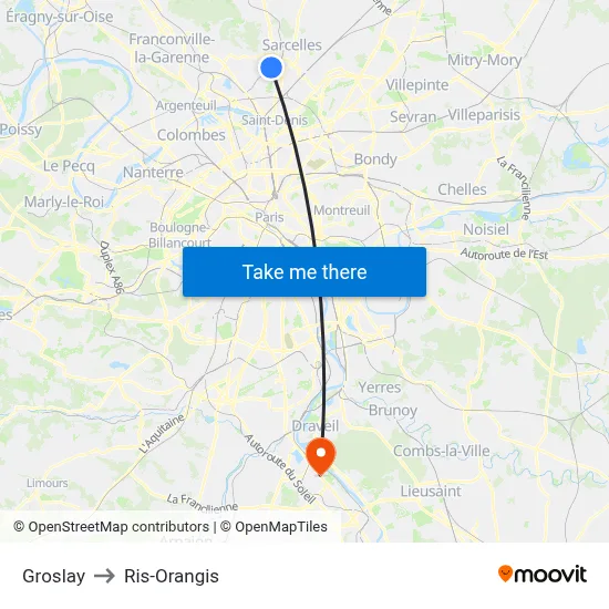 Groslay to Ris-Orangis map