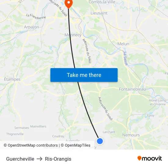 Guercheville to Ris-Orangis map