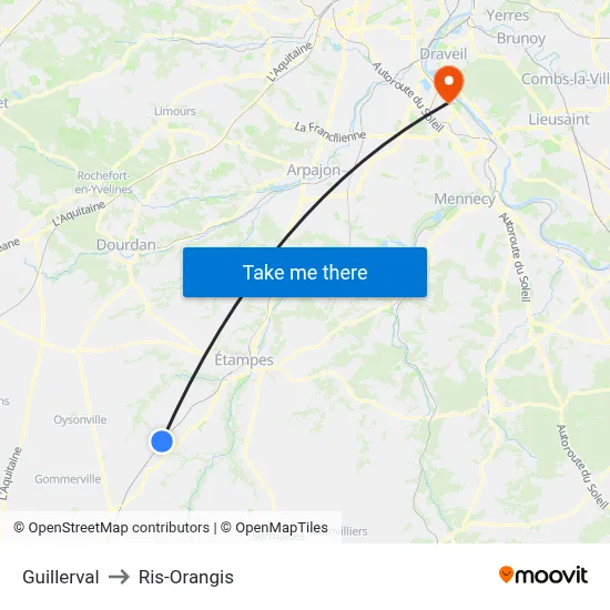 Guillerval to Ris-Orangis map