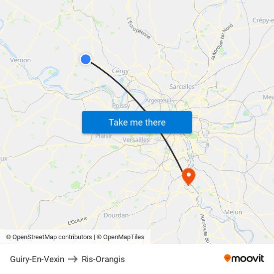 Guiry-En-Vexin to Ris-Orangis map