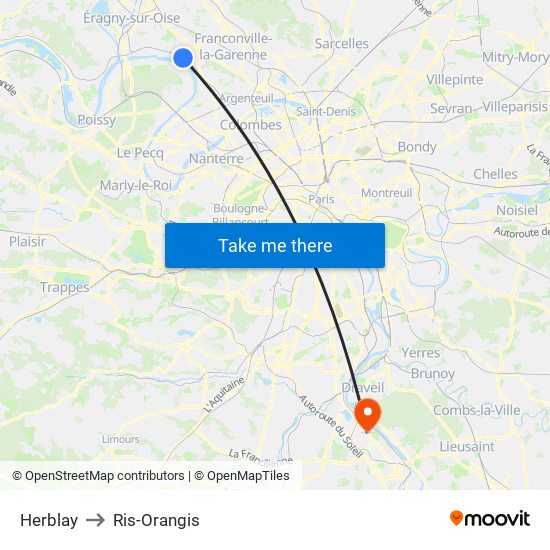Herblay to Ris-Orangis map