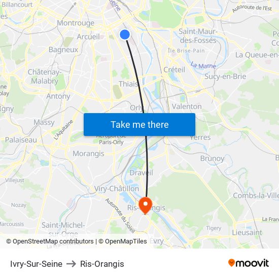 Ivry-Sur-Seine to Ris-Orangis map