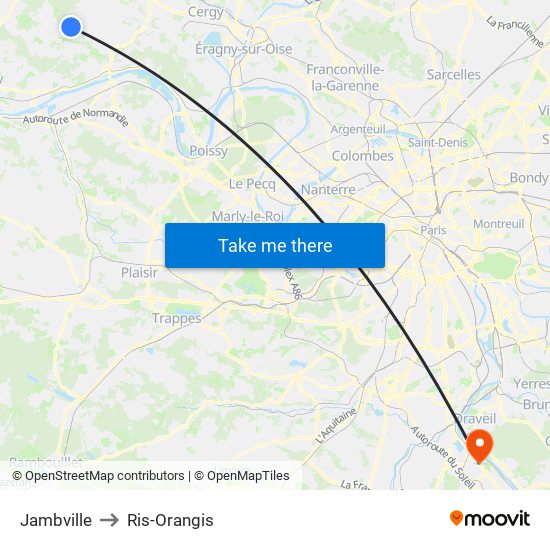 Jambville to Ris-Orangis map