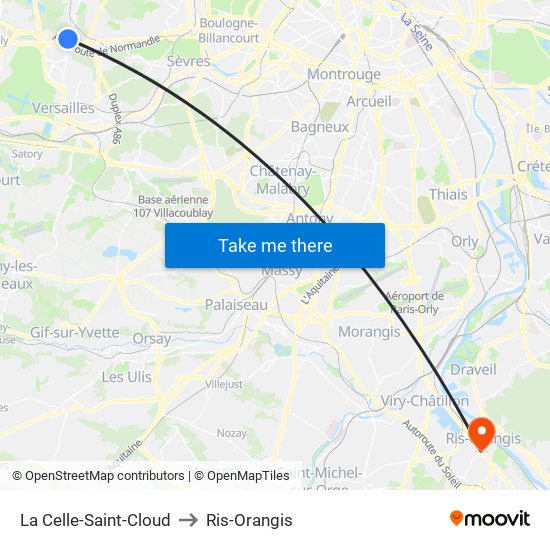 La Celle-Saint-Cloud to Ris-Orangis map