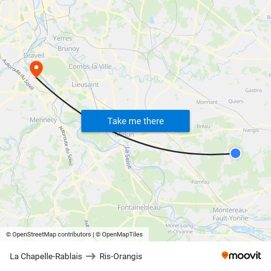 La Chapelle-Rablais to Ris-Orangis map