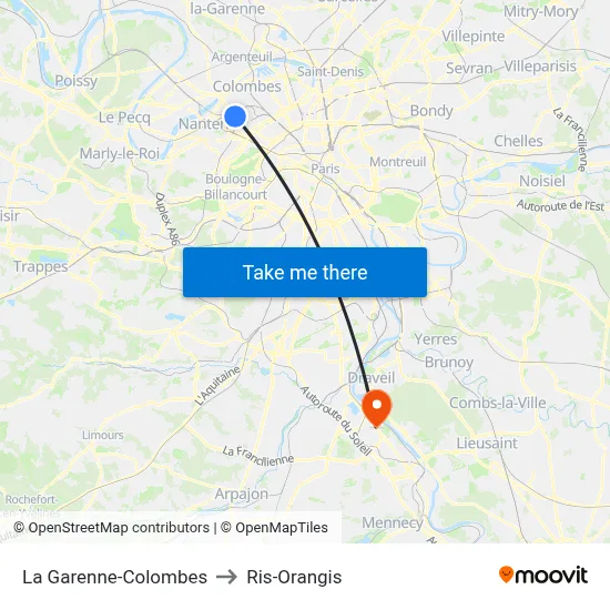 La Garenne-Colombes to Ris-Orangis map
