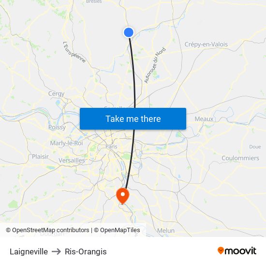 Laigneville to Ris-Orangis map