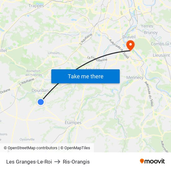 Les Granges-Le-Roi to Ris-Orangis map