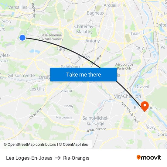 Les Loges-En-Josas to Ris-Orangis map