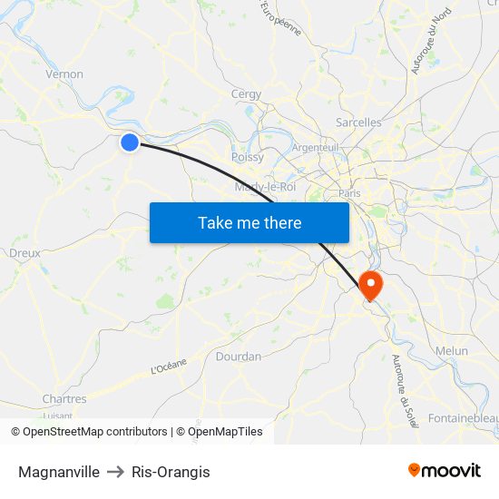Magnanville to Ris-Orangis map