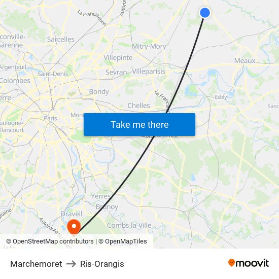 Marchemoret to Ris-Orangis map