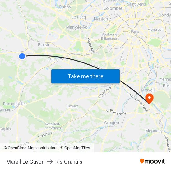 Mareil-Le-Guyon to Ris-Orangis map