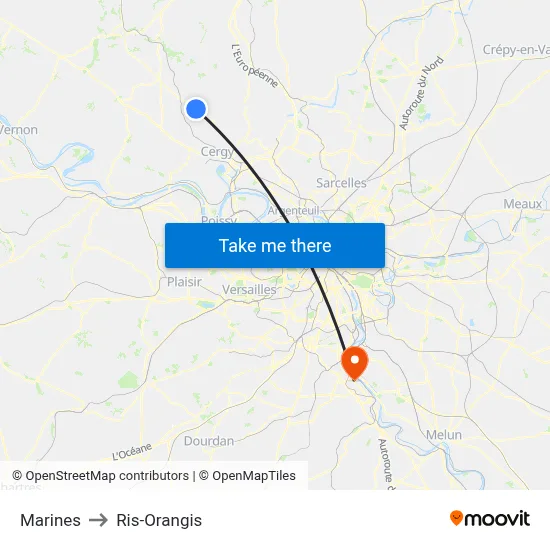 Marines to Ris-Orangis map