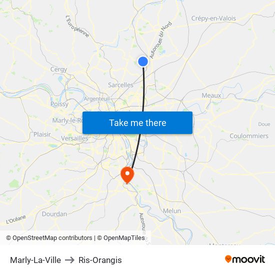 Marly-La-Ville to Ris-Orangis map