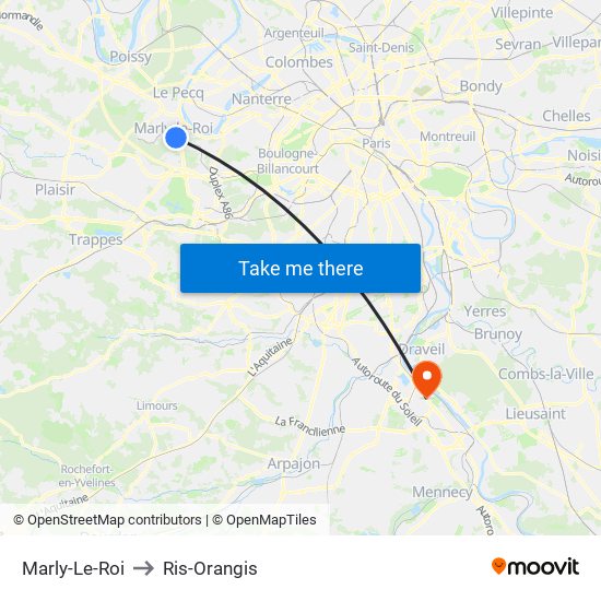 Marly-Le-Roi to Ris-Orangis map
