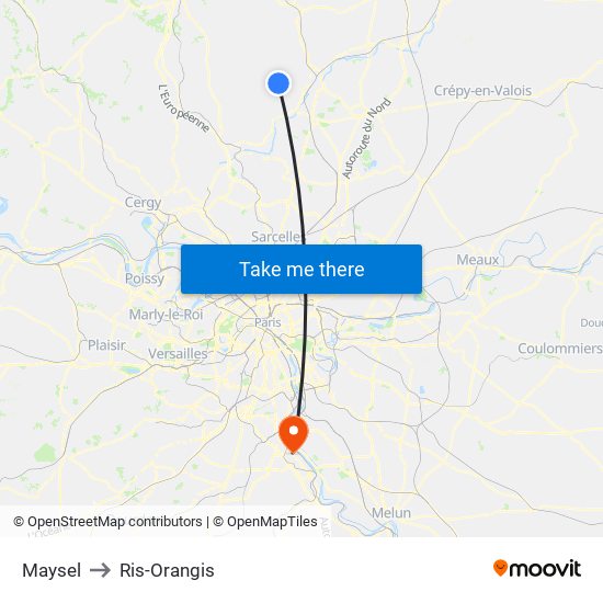 Maysel to Ris-Orangis map