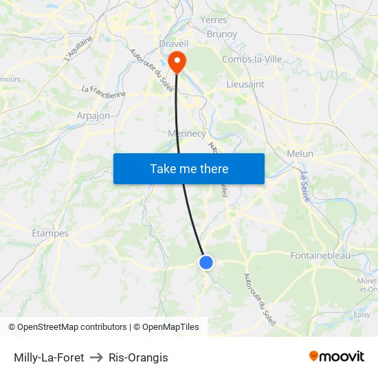 Milly-La-Foret to Ris-Orangis map