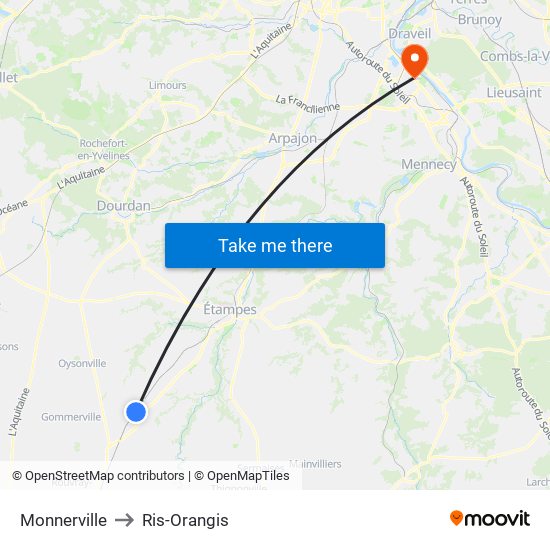 Monnerville to Ris-Orangis map