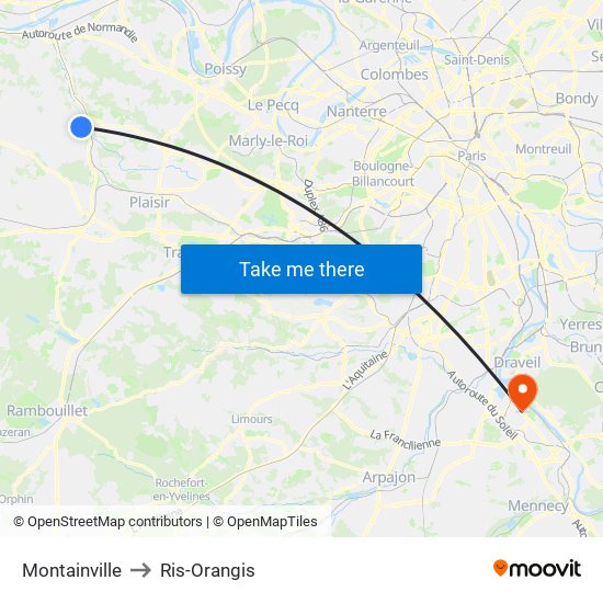 Montainville to Ris-Orangis map