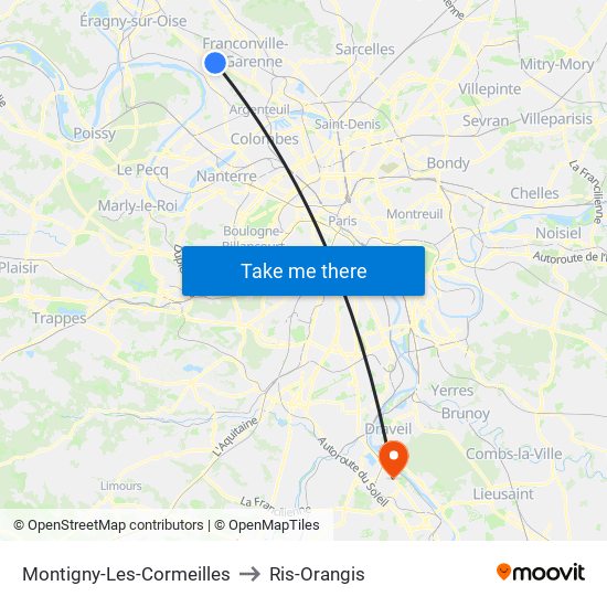 Montigny-Les-Cormeilles to Ris-Orangis map
