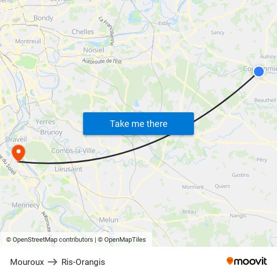 Mouroux to Ris-Orangis map